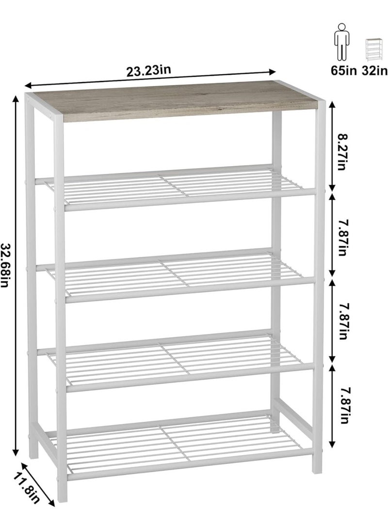 فورثكان برج أحذية Forthcan كامل المعدن 5 طبقات | رأس خشبي | يحتوي على 8-12 أزواج | لمدخل المنزل | برونزي عتيق (أبيض) - Image 2